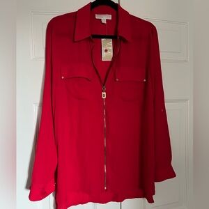 Michael Kors XL Red NWT Zip Blouse